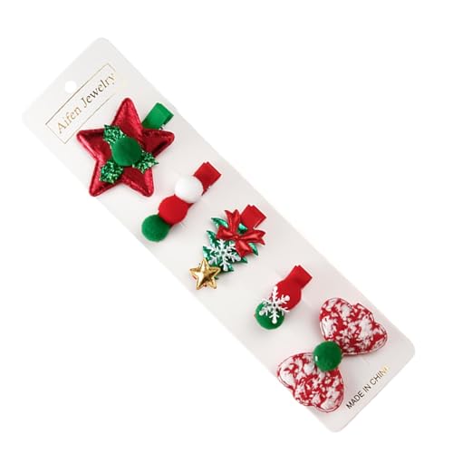 Wuyooprt Weihnachten Haarspangen - Tragbare Haarspangen | Set mit 5 Haarspangen für Frauen, Dekorative Festliche Urlaub Haarnadeln, Weihnachten Haarschmuck von Wuyooprt