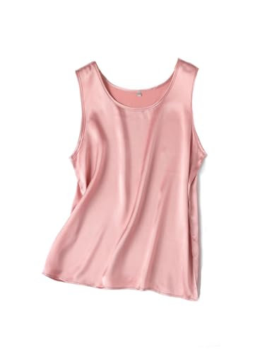 Damen-Tank-Top, echte Seide, O-Ausschnitt, ärmellos, einfarbig, Sommerweste, Pnnrk, X-Large von Wvapzxx
