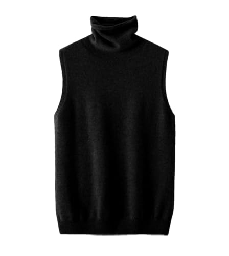 Damen Winter Rollkragenpullover Weste Ärmellos Wolle Pullover Basic Weiche Strickweste, Schwarz , XX-Large von Wvapzxx