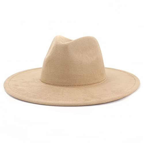Wvapzxx 9,5 Cm Breiter Krempe Wildleder-Fedora-Hut Für Damen, Weich Geformte Herren-Panama-Jazz-Hut, Hochzeitskleid-Kappe von Wvapzxx