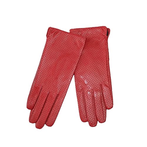 Wvapzxx Damen-Handschuhe Aus Schaffell, Vollmaschiges Design, Kühle, Atmungsaktive Fahrhandschuhe Aus Leder Mit Seidenfutter von Wvapzxx