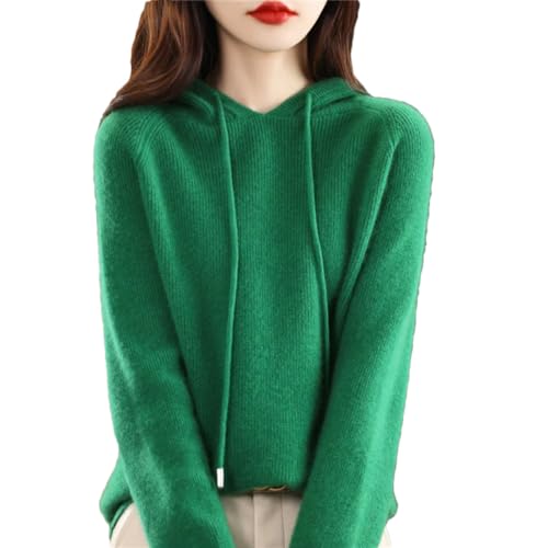 Wvapzxx Damen-Pullover aus Merinowolle, 100 % Wolle, für Herbst und Winter, einfarbig, Kaschmir-Strickpullover mit Kapuze, En8, XX-Large von Wvapzxx