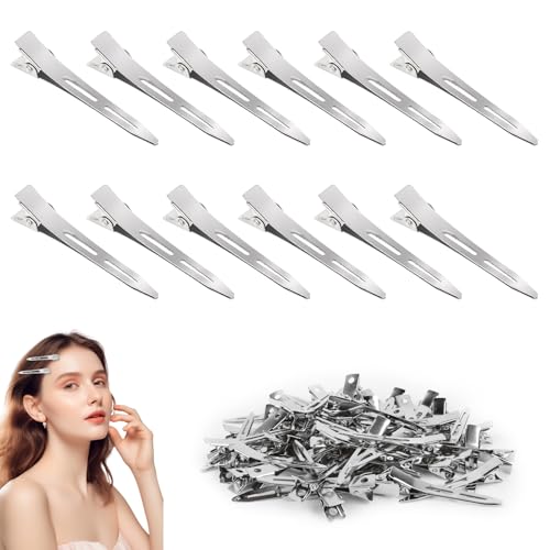 100 Stück EnteBill Haarspangen Silber Haarclips 5,5 cm Haarklemmen Friseur Alligator Clips Metall Haarspangen für Haarklammern Damen Spangen Friseursalon Mädchen Haarstyling DIY von Wvu & Wvo