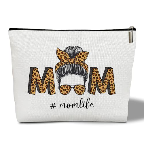 WwongxianB 03 Make-up-Tasche für Frauen, Muttertagsgeschenk für Mama, Schwiegermutter, Ehefrau, neue Mutter, Leopardenmuster, Kulturbeutel, Reise-Organizer, Weiss/opulenter Garten von WwongxianB