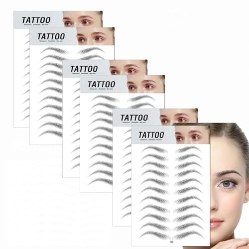 6 Blatt Wasserdichter Augenbrauen,66 Paare 4D Haarähnliche Wasserdichte Augenbrauen Tätowierungen Augenbrauen Formungsschablonen,Semipermanenter für Frauen Mädchen von Wxinsheng