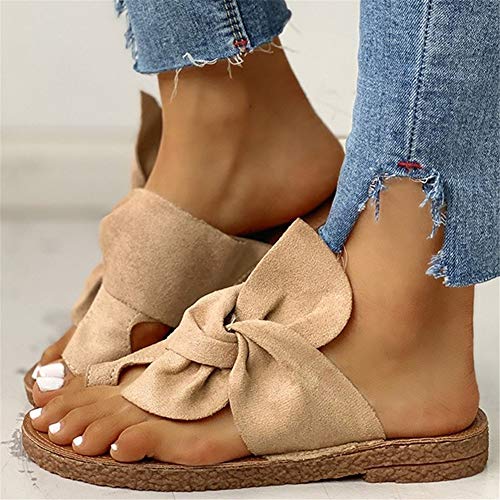 Wxyfl Damen Big Toe Hallux Valgus Flach Plattform Sandalen Unterstützung Plattform Schuhe für Die Behandlung Sommer Strand Reise Schuhe Flach Sandalen Flip Flops Hausschuhe Slipper,Khaki,38 von Wxyfl