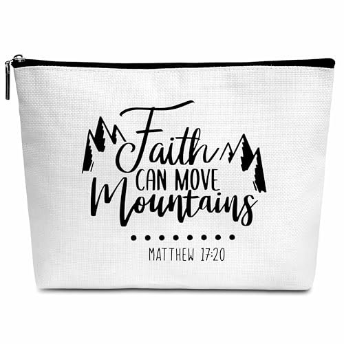 Christliches Geschenk für Frauen, Faith Can Mountains Make-up-Tasche, Geburtstag, Weihnachten, Wertschätzung, Freundschaftsgeschenk für christliche Frau, Mädchen, Mutter, Tochter, Besties-A38, von Wybgno