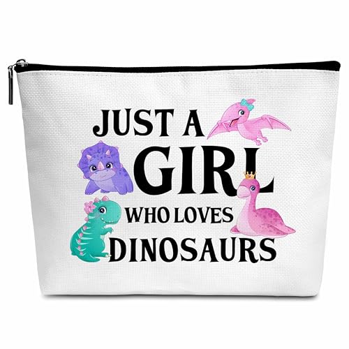 Dinosaurier-Make-up-Tasche, "Just A Girl Who Loves Dinosaurier", süßes Dinosaurier-Geschenk für Mädchen und Frauen, Geburtstags- und Weihnachtsgeschenk für sie, beste Freunde, Tochter, Schwester, von Wybgno