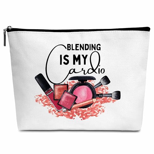 Lustiges Frauengeschenk, Make-up ist mein Cardio-Make-up-Tasche, Make-up-Zitat, Kosmetiktasche, Geschenk für Frau, Mutter, Tochter, beste Kollegen, B28, Weiss/opulenter Garten von Wybgno