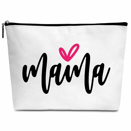 Mama Gifts Love Mama Kosmetiktasche, niedliche Mama, Make-up-Tasche, Geburtstag, Weihnachten, Muttertag, Erntedankfest, Wertschätzungsgeschenk für Frau, Mutter, Freundin, A23, Weiss/opulenter Garten von Wybgno