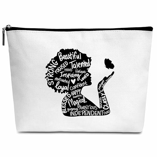 Motivierende Geschenke schwarze Frau Make-up-Tasche Geschenke für Frauen, schwarze Königin-Make-up-Tasche, Geburtstag, Weihnachten, Freundschaftsgeschenk für Frau, Mädchen, Mutter, Tochter, von Wybgno