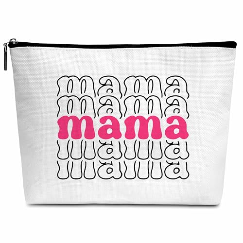 Wybgno Mama Gifts Love Mama Kosmetiktasche, Retro-Mama-Make-up-Tasche, Geburtstag, Weihnachten, Muttertag, Erntedankfest, Wertschätzungsgeschenk für Frau, Mutter (Rosa)-A26, Weiss/opulenter Garten von Wybgno