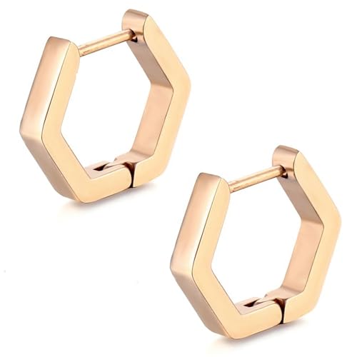 Creolen, Creolen Rosegold Edelstahl Fünfeckform 12X3mm für Damen Engagement Schmuck von Wycian