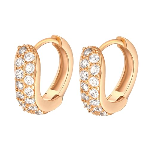 Creolen Damen, Creolen Gold Damen mit Weißem Zirkonia 16X15mm für Neujahr Schmuck von Wycian