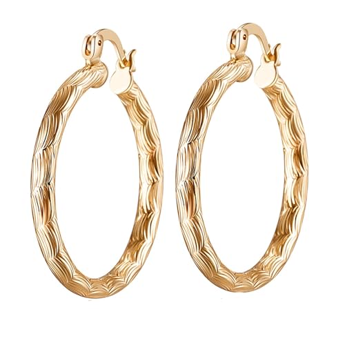 Creolen Damen, Creolen Gold Set Klein 35 mm Großer Kreis 35X3mm für Engagement Schmuck von Wycian