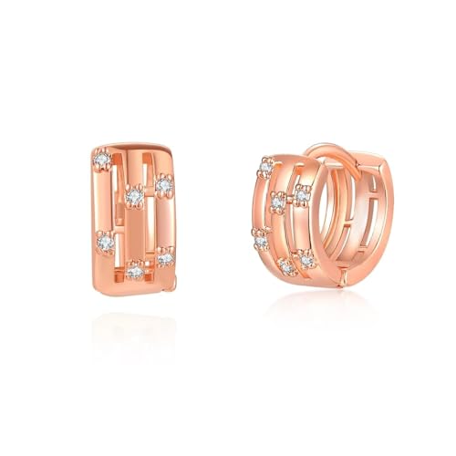 Creolen Damen, Creolen Rosegold Versilbert Geometrische Form mit Kubischem Zirkon für Abschluss Schmuck von Wycian