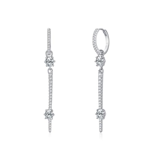 Creolen Damen, Ohrringe Silber 925 Creolen mit Mehreren Zirkonia 51mm für Geburtstag Schmuck von Wycian