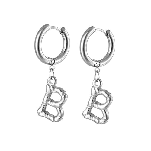 Creolen Damen, Ohrringe Silber Creolen Klein Edelstahl mit Buchstabe B für Muttertag Schmuck von Wycian