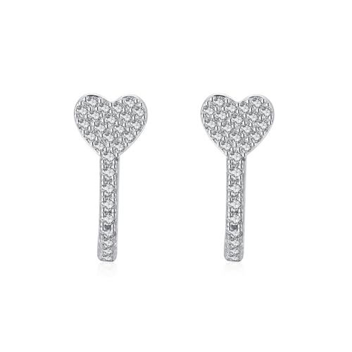 Creolen Damen, Silber Ohrringe Creolen S925 Sterling Zirkonia Herzform 15mm für Muttertag Schmuck von Wycian