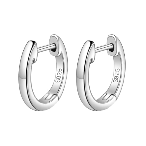 Creolen Klein, Damen Ohrringe Silber 925 Creolen Glänzende Kreise 12.5X12mm für Valentinstag Schmuck von Wycian