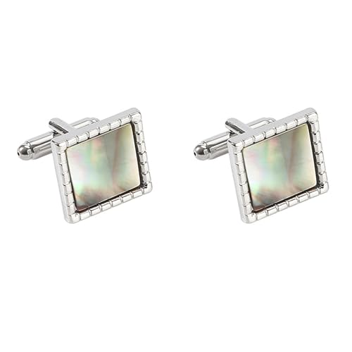Cufflinks For Men Manschettenknöpfe Herren Eckig Silber Versilbert Quadratischer Onyxkristall 1.7X1.7cm für Herren Père Fils Valentinstag Unternehmen von Wycian