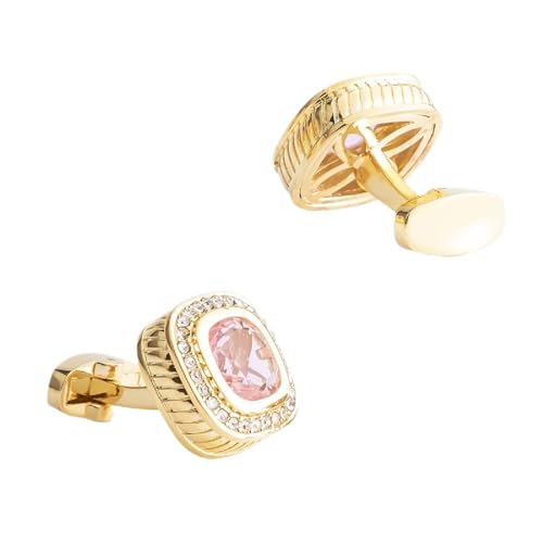 Cufflinks Set Manchettenknoepfe Gold Zirkonia Vergoldet Quadratische Form 19.2X19.2cm für Herren Père Fils Valentinstag Unternehmen Fête Des Pères von Wycian