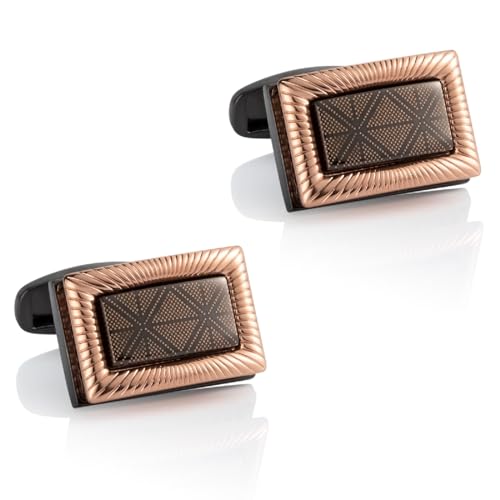 Cufflinks Set Manschettenknöpfe Herren Schwarz Versilbert Rechteckiges Doppellagiges Muster 19.5X13cm für Herren Père Fils Valentinstag Unternehmen von Wycian