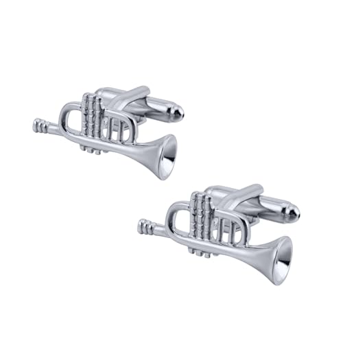 Cufflinks Set Manschettenknöpfe Silber Herren Versilbert Musikinstrument Trompete für Herren Père Fils Valentinstag Unternehmen Fête Des Pères von Wycian