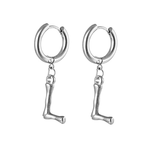 Damen Ohrringe, Creolen Edelstahl Silber mit Buchstabe L für Neujahr Schmuck Geschenk von Wycian
