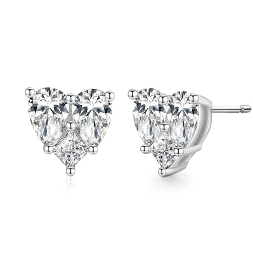 Damen Ohrringe, Ohrstecker 925 Silber Zirkonia Süßes Herz 8.8X8.8mm für Geburtstag Schmuck von Wycian