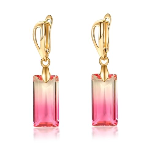 Damen Ohrringe Elegant, Ohrringe Gold Blumen Rechteckiger Zirkon für Geburtstag Schmuck von Wycian