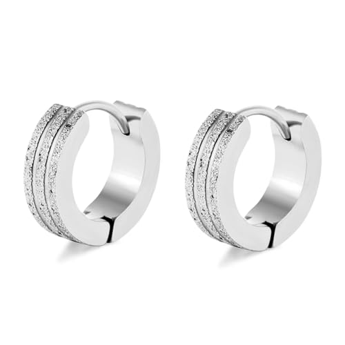 Damen Ohrringe Klein, Creolen Edelstahl Damen Silber Matt 9X4mm für Neujahr Schmuck von Wycian