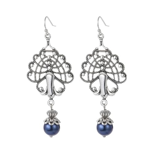 Damen Ohrringe Klein, Ohrringe Hängend Perlen Rosa Versilbert Retro Lang für Engagement Schmuck von Wycian