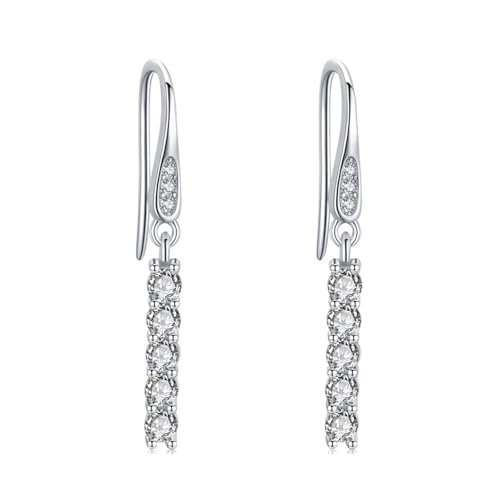 Damen Ohrringe Klein, Ohrringe Hängend Silber 925 Runder Zirkonia 28X2.4mm für Valentinstag Schmuck von Wycian