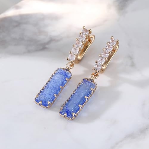 Damen Ohrringe Modern, Ohrringe Damen Blau Hell Zirkonia Geometrisch 43X7.5mm für Abschluss Schmuck von Wycian