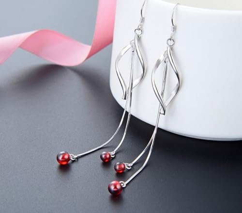 Damen Ohrringe Modeschmuck, Ohrringe Silber 925 Hängend Zirkonia Rauten und Quasten 83.7X14mm für Abschluss Schmuck von Wycian