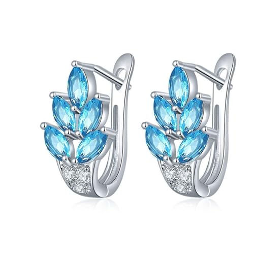 Damen Ohrringe Set, Ohrringe Blau Himmel Versilbert Zirkonia Blume 20X11mm für Valentinstag Schmuck von Wycian