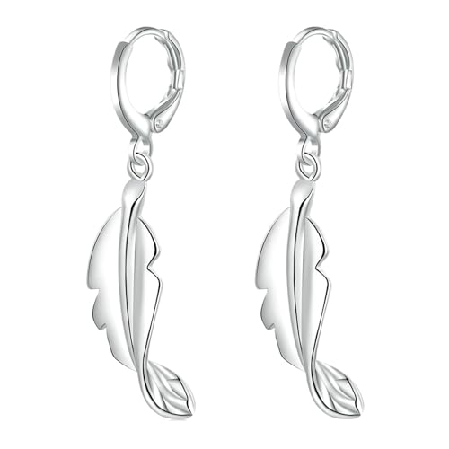 Damen Ohrringe Urlaub, Ohrringe Damen Set Silber Versilbert Blatt 14X44mm für Abschluss Schmuck von Wycian
