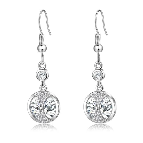 Damen Ohrringe Urlaub, Ohrringe Hängend Stein Versilbert Runde 40X12mm für Abschluss Schmuck von Wycian