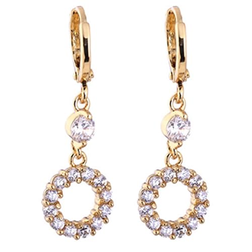 Damen Ohrringe Vintage, Ohrringe Hängend Stein Gold Creole und Hohlkreis mit Zirkonia 10mm für Geburtstag Schmuck Damen Ohrringe Vintage, Ohrringe Hängend Stein Gold Creole und Hohlkreis mit Zirkonia 10mm für Geburtstag Schmuck von Wycian