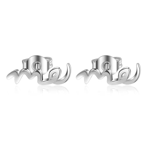 Damen Ohrringe Vintage, Silber Ohrringe Damen Versilbert Buchstaben M und I 13.6mm für Hochzeit Schmuck von Wycian