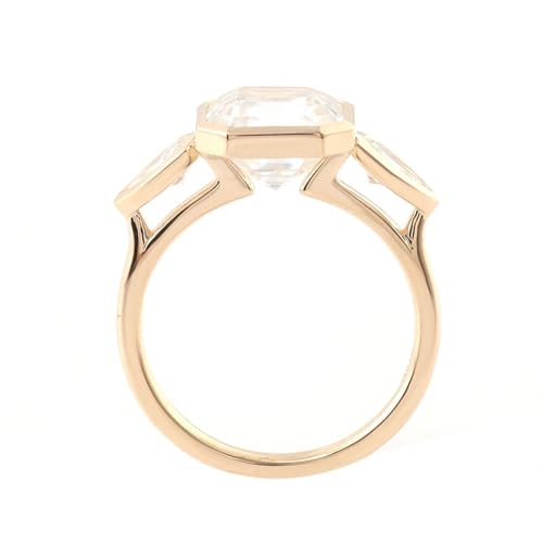 Damen Ringe Verlobung Freundschaftsring Gold Gelb 14K Gold Moissanit mit Geometrischem Weißem Moissanit 2 Ct Größe 60 (19.1) Elegant für Mutter Geburtstag Personalisiert von Wycian