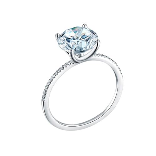 Damen Ringe Verlobung Verlobungsringe Weißgold Weiß 14 Karat Au585 9X9mm Runde Form Moissanit Größe 49 (15.6) Vorsteckring für Frau Beliebt Schmuck von Wycian
