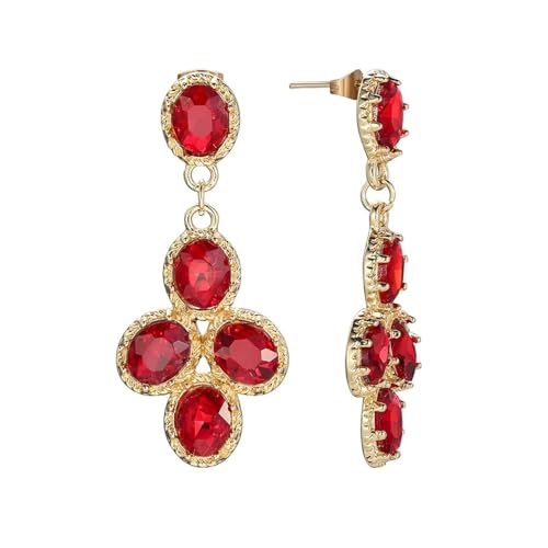 Damen Schmuck, Ohrringe Hängend Stein Rot Versilbert Geometrisch für Valentinstag Schmuck von Wycian
