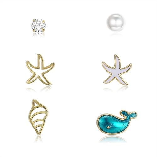 Damen Schmuck, Ohrstecker Silber 925 Damen Zirkonia Seesternschalen für Vatertag Schmuck von Wycian