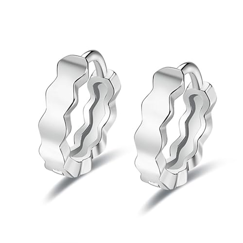 Damen Schmuck, Silber Ohrringe Creolen Versilbert Welle 9.5X3.5mm für Abschluss Schmuck von Wycian