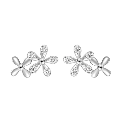 Damen Schmuck, Silber Ohrstecker Damen 925 Zirkonia Süße Blume 7X11mm für Valentinstag Schmuck von Wycian
