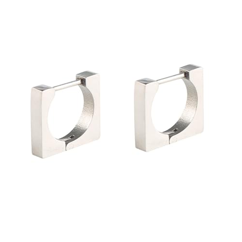 Damenohrringe, Damen Ohrringe Creolen Silber Edelstahl Quadratisch und Hohlrund für Vatertag Schmuck von Wycian