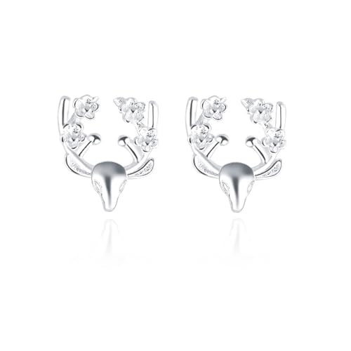 Damenohrringe, Ohrringe Damen Silber Versilbert Zirkonia Geweih für Valentinstag Schmuck von Wycian