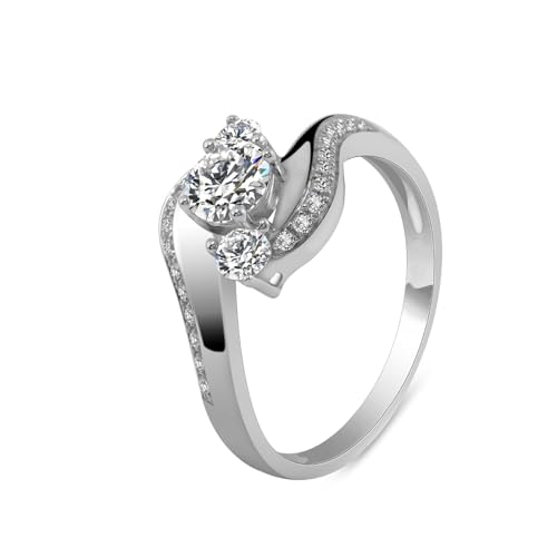 Damenring, Wedding Ring White Gold 18K Größe 61 (19.4) 0.5 Moissanit 0.5Ct Rundschliff Weiß Npassbar Für Muttertag von Wycian